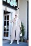 Full Length Women's Trench Coat with Stripes Inside and Zipper Front - 4