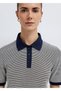 M1614310 Striped Polo Neck T-Shirt Women's T-Shirt Dark Blue - 6