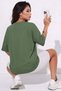 Women's Oversize Casual T-Shirt Basic Plain Unprinted Light Green - 5