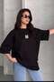 Women's Oversize Casual T-Shirt Crew Neck Free Life Black