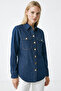 Shirt Collar Long Sleeve Snap Fastener Regular Denim Shirt - 2