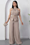 Halter Neck Buckle Waist Jumpsuit Grs3944 - 4