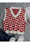 Women's V-Neck Hearted Zero Sleeve Summer Sweater - 4
