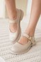 Beige Patent Leather Buckle Detailed Mary Jane Shoes Fs09Ms01B - 5