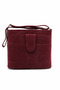 Genuine Suede Leather Women's Bag with Gold Detail and Cross Strap