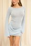 Laren Rose Detail Blue Mini Knitwear Dress - 4