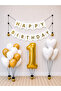 Happy Birthday White Gold Balloon Set -1-