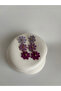 Purple Triple Flower Straw Earrings (7.2 cm) - 4