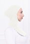Ninja Bonnet with Neck Collar Lycra Sports Bonnet - Women's Ready-To-Wear Practical Hijab-Ecru - Off-White - 4
