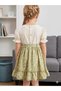 Girl's Daisy Patterned Summer Breathable Lined Dress with Bag - 3