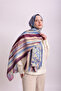 Floral Geometric Watercolor Pattern Double-Sided Shawl - Blue Burgundy
