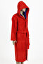 Hooded Red Women'S/Men's Unisex Home, Hotel, Spa, Bath Robe One Piece (Inner Navy Blue) - 3