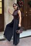 Women's Black Belted Pleated Wide-Leg Loose Pants - 2