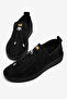 Women's Black Comfortable Fit Stone Detailed Lace-Up Loafer - 3