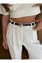 Silver Buckle Stitched Belt 2cm Bitter Brown - 3