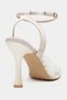 Aveny Beige Lace Embroidery Detail Ankle Strap Thin Heeled Women's Shoes - 5