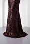 Women's Brown Shawl Collar Sequin Long Fishtail Evening Dress - 4