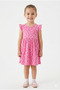 Girl's Pink Floral Patterned Ruffle Summer Dress Beach