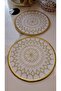 Gold Sequin and Embroidered Linen Cocktail Presentation Napkins, Pack of 2 | Authentic Mandala Series Aria- Tek Pul