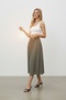 Women's Khaki A-Line Muslin Skirt - 4