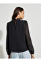 Black Lace Detail High Neck Top - 5