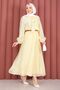Hijab Suit with Ruffle Detail on the Front and Skirt - Yellow - 3