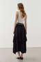 Flounced Draped Skirt Black - 6