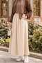 Poplin Skirt with Pockets and Elastic Waist 1727 - Beige - 2