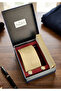 Beige Self-Striped Elengant Tie, Handkerchief and Cufflink Set in Gift Pu Leather Box