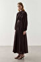 Loose Fit Draped Dress Brown - 2