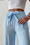 Women's Blue Elastic Waist Draped Trousers Nj139 - 3