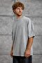 Men's T-Shirt Shoulder Detail Washed Gray Oversize Crew Neck Cotton - 5