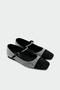 Takai Genuine Leather Women's Black Ballerinas with Stone Buckle - 2