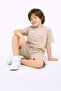 Boys' Cotton Shorts Suit with Embossed Design - 3