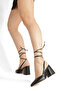 Black Leather, Pointed Toe, Open Back, Tie-Up with Straps, 7cm Covered Heel, New Season - 2