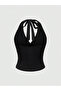 Black Halter Neck Crop Blouse, Women's Halter Neck Crop Blouse, Summer Black Crop - 6