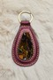 Handmade Burgundy Color Keychain from Antique Silk Carpet