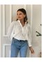 Women's White Scallop Lace Embroidered High Collar Balloon Sleeve Cotton Bohemian Pinterest Shirt Blouse