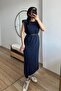 Navy Blue Modal Padded Dress - 4