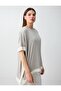 Mink Round Neck Off-Shoulder Loose Fit Blouse