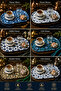6-Piece Metal Evil Eye Model Oval Coffee Presentation Tray – Nazar Concept Patterned Stylish Design - 5