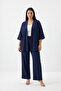 Comfortable Fit Wrinkled Fabric Trouser Suit Kimono - 3