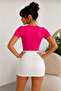 Women's Fuchsia Square Neck Blouse Be403 - 2
