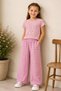 Girl's Embroidery Detailed Wide-Legged Trousers Set, Comfortable Cut, Casual Stylish Combination
