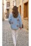 Women's Oversize Denim Jacket with Star Embroidery Figures - 2