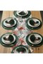 American Service Set, New Season, 6 Green Plates, 6 Green Napkins, 6 Napkin Rings and Runner Cover Winter Garden Tk - 2