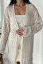 Women's Openwork Oversize Long Knitwear Cardigan - 2