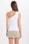 Women's Slim Fit Cotton Sleeveless White Crop Tank Top - 8