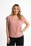 Women's Dusty Rose Plus Size Strawberry Fabric V-Neck Blouse Hzl26S-Zss110071