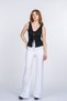 Women's Summer White Beltless High Waist Flare Stylish Casual Comfortable Pants 30394